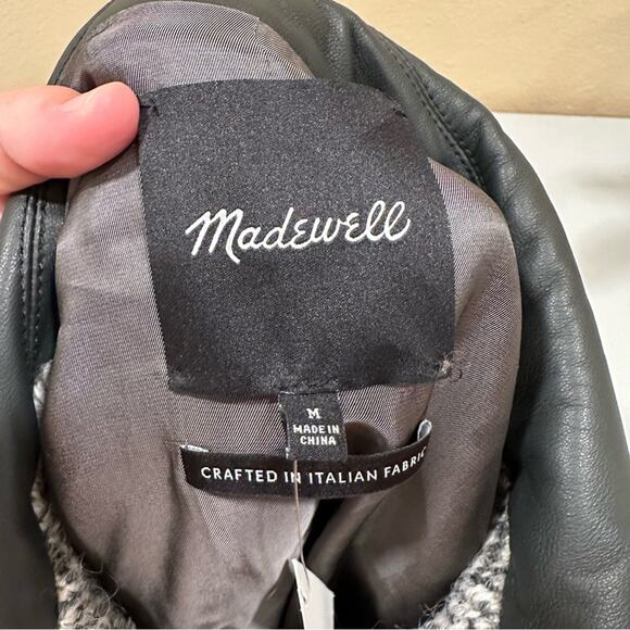 NWT Madewell Gray Herringbone Alpaca Wool Italian Fabric Coat Jacket Medium - Picture 14 of 16